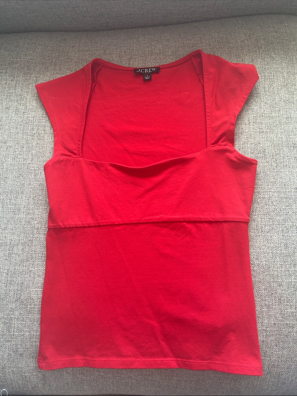 J. Crew Red Scoop-Neck Cap Sleeve Tank